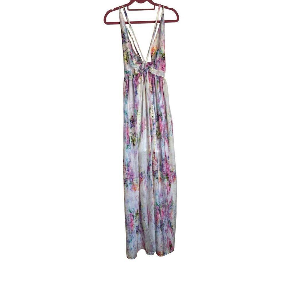 Oh My Love London Maxi Dress Women's Small Multicolor Strappy Plunge Halter